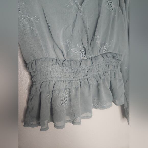 ASTR long sleeve top Peplum Blouse gray - Picture 4 of 7